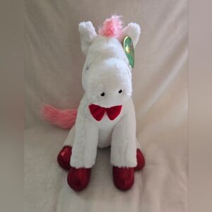 Plush Unicorn Toy with Red Accents